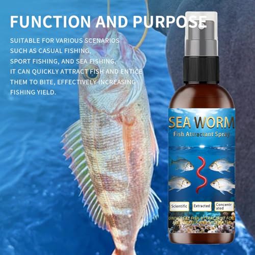 Fish Attractant Spray - 60ml Sea Worm Scent,Fish Bait Enhancer - for Rivers Lakes Streams Reservoirs Nearshore Areas Coastal Rocky Zones Deep Sea Professionals Amateur Angling
