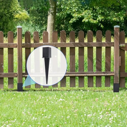 2 Pcs 22" Fence Post Anchor Ground Spike| Black Powder-Coated| 4"x4" | Actual 3.6"x3.6" Heavy Duty Metal Fence Post Anchor for Deck| Fence| Porch| Railing| Mailbox - size: 2 Pcs, style: 4"x 4"