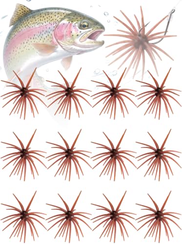 Sea Urchin Bait, Tentacle Coike Creature Bait, Dice Fishing Soft Lures, Durable Floating Finesse Baits for Bass Pike Trout, Drop Shot Wacky Rig Neko Rig, Size 2.56" & 4.13" - color: 12-Dark Brown, size: 4.13-INCH