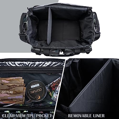Goture Large Tackle Bag,Store Up to 8PCS 3700 Plus 4PCS 3600 Tackle Trays(Not Included),Water Resistant Saltwater Gear Storage Big Fishing Bag with EVA Bottom,Gifts for Men(21.65"x11.8"x15.16")-Camo - color: A1 Camo Extra Large Without Trays