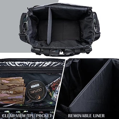 Goture Large Tackle Bag,Store Up to 8PCS 3700 Plus 4PCS 3600 Tackle Trays(Not Included),Water Resistant Saltwater Gear Storage Big Fishing Bag with EVA Bottom,Gifts for Men(21.65"x11.8"x15.16")-Camo - color: A1 Camo Extra Large Without Trays