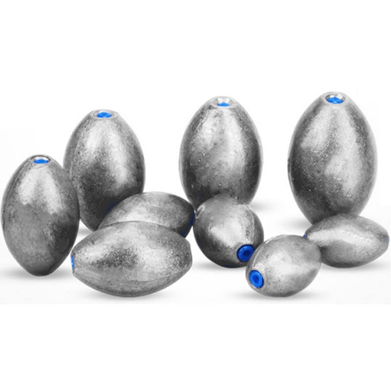 Egg Shape Fishing Sinker Oval Drop Shot Bass Fishing Weight Casting Sinkers for Saltwater Freshwater (20Pcs 5g) - size: Size13-6Pcs-Egg Sinker-70G