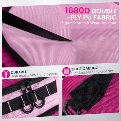 Goture Pink Fishing Tackle Bag, 1680D Water-Resistant Sling Fishing Backpack with Rod Holder, Anti-Slip Waist Strap, Trays not included, Fishing Gifts for Women Girls - color: Pink, style: 1680d Double-strand Pu Backpack (Trays Not Included)