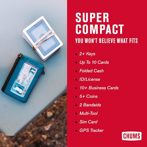 Chums Surfshorts Wallet - Lightweight Slim Wallet with RFID Blocking Card & Clear ID Window - Zippered, Water Resistant w/Key Ring - color: Yellowfin