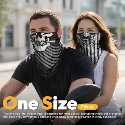 HONGTEYA 6 Pack Summer Neck Gaiter, UV Protection Cooling Face Mask Breathable Bandana Head Scarf Face Cover for Men Women - color: Skull Print