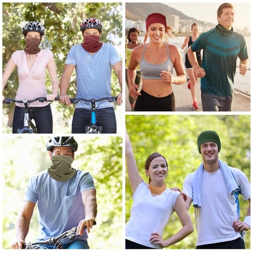 Geyoga Summer UV Protection Cooling Neck Gaiter | Sunscreen Breathable Face Scarf Bandana Mask Neck Gaiter for Outdoor Fishing Hiking Camping - color: Earth Tones