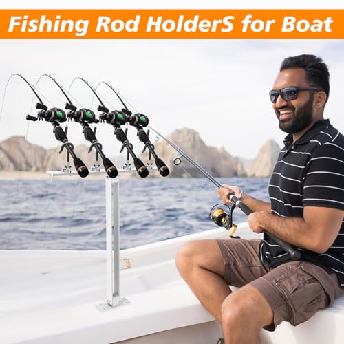 4 Head Fishing Rod Holder, 360° Adjustable Fishing Rod Holder Aluminum PVC Coated Boat Fishing Holder