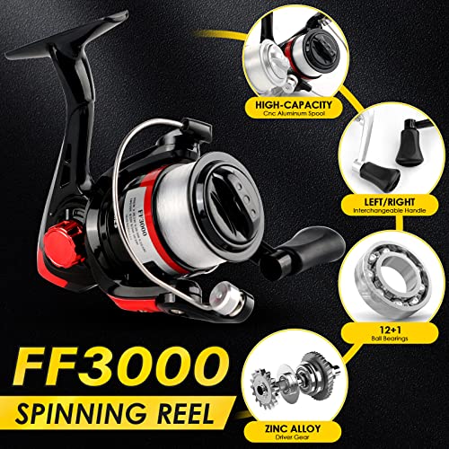Telescopic Fishing Rod Reel Combo 2PCS 6.89FT Collapsible Fishing Pole Spinning Reel Lures Accessories with Fishing Bag Portable Fishing Rod Kit for Saltwater Freshwater Travel Fishermen Gift - color: Black