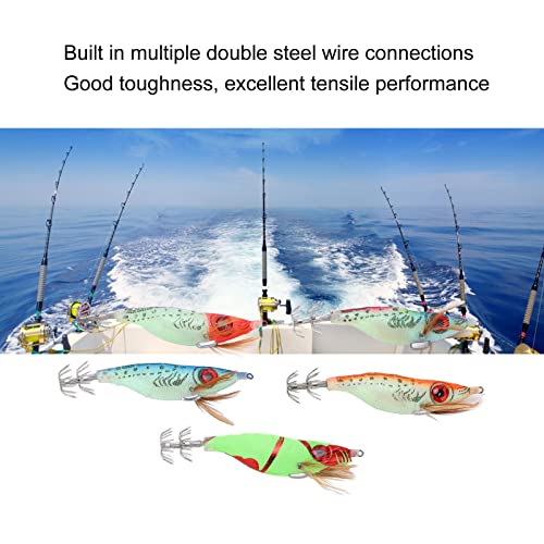 5Pcs Fishing Lures, Stainless Steel Minnow Fishing Lures Built in Steel Wire, Fishing Swimbaits with Double Row Squid Hook, Fake Wood Shrimp Bait