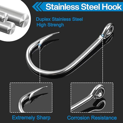 Fishing Live Bait Hooks, 40pcs Saltwater Live Bait Fish Hooks Circle Hooks for Catfish Stainless Steel Fishing Hooks Sharp Saltwater Fishing Hooks1/0-10/0 - size: 3/0 - 40pcs