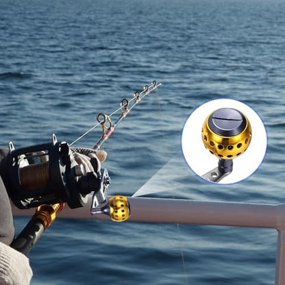 Baitcasting Power Handle, Metal Round Fishing Reel Rocker Handle Knob Replacement Parts - color: Silver/Gold