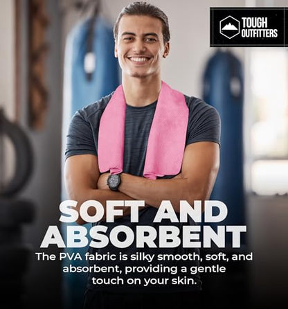 Tough Outfitters Quick Dry Towel - Travel Towel Fast Drying Lightweight - Compact Microfiber Towels for Body Camping Swim Beach Camp Backpacking - Quick Dry for Swimmers - color: Medium - 13" X 17 " - Pink