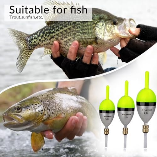 THKFISH Wood Slip Bobber for Fishing with Brass Weighted Crappie Floats - color: A Style-Green, size: 2in * 5pcs