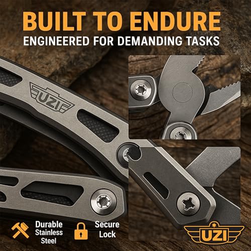 UZI Multifunctional 20-in-1 Multitool with Scissors, Glass Screwdriver, Wire Stripped, Bottle Opener, & More | Multi Tool Pocket Knife for Camping, Fishing, Hunting | Hiking Essentials | EDC Tools