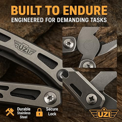 UZI Multifunctional 20-in-1 Multitool with Scissors, Glass Screwdriver, Wire Stripped, Bottle Opener, & More | Multi Tool Pocket Knife for Camping, Fishing, Hunting | Hiking Essentials | EDC Tools