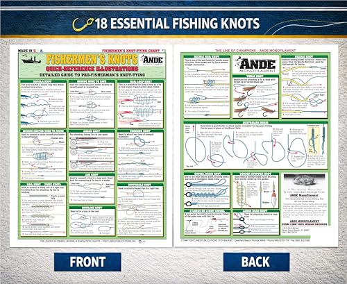 Fishing Knot Tying Chart Set - Waterproof Quick Reference Guide | Waterproof Guide to 54 Essential Fishing Knots, Double-Sided, Easy to Read, Perfect for Beginners, Great Fishing Gift