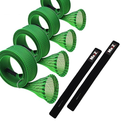 Mr. Z Pack of 4 Casting Fishing Rod Sleeves with 2 Rod Straps Fishing Rod Covers Pole Jacket Rod Socks - color: Dark Green