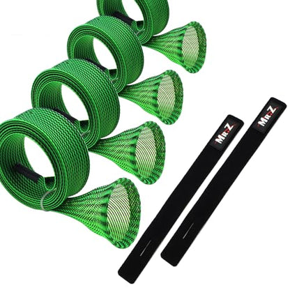 Mr. Z Pack of 4 Casting Fishing Rod Sleeves with 2 Rod Straps Fishing Rod Covers Pole Jacket Rod Socks - color: Dark Green