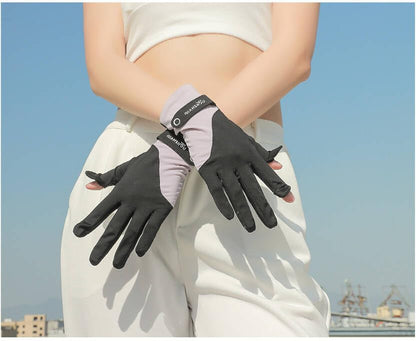 Unisex UV Protection Sunblock Gloves - Women Man Full Finger Sunscreen Gloves Touchscreen Gloves for Driving Hiking Riding - color: Black