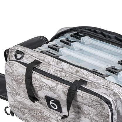 6th Sense – Travel Bait Bag – Large Fishing Tackle Bag with Spacious Main Compartment, Dual Zippered Side Pockets, Water-Resistant Build, and Shoulder Strap (Inshore - Gray) - color: Inshore - Gray