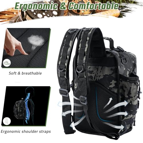 Fishing Tackle Backpack, Military Tactical Backpack Tactical Sling Backpack Bag Fishing Tackle Storage Bag Fish Gear Bag Molle Assault Pack Tactical Hiking Rucksack(Green) - color: Green