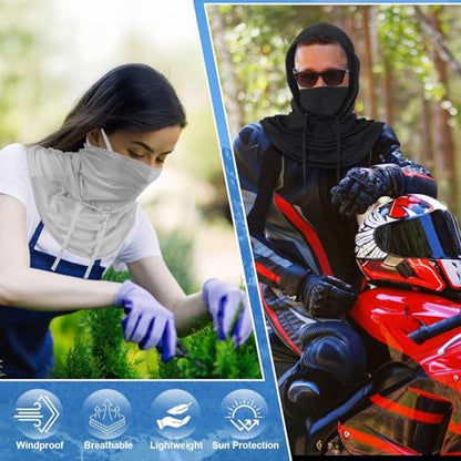 Funtery Summer Cooling Balaclava Mask, UV Protection Hood Mask Breathable Cycling Face Cover Full Head Scarf for Men Women - color: Black, Dark Gray, Light Gray, Navy