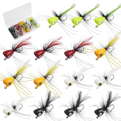 Fly Fishing Lures Poppers Flies Panfish Bluegill Bass Flies Bugs Lures Dry Flies Wet Flies Popper Lures 12/15pcs - color: Mix Colors-15pcs