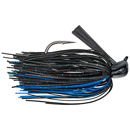 Strike King (TGSKJ38-2) Tour Grade Skipping Jig Fishing Lure, 2 - Black/Blue, 3/8 oz, Customized Flat-Sided Head for Smoother Skipping - size: 3/8 Ounce (Pack of 6)