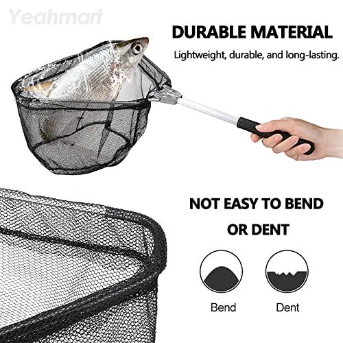 Yeahmart Fishing Landing Net with Telescopic Aluminum Handle Pole, Collapsible Nylon Mesh Minnow Fish Net for Saltwater & Freshwater, Portable Fishing Gear for Kids, Men, Women, Extends 21-75 Inches - style: 21" Full Length (Chrome-fixed Handle)