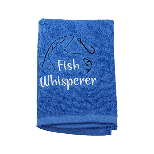 PXTIDY Fish Whisperer Funny Fishing Towel Fisherman Gift Fishing Retirement Gift Fishing Lure Hook Print Embroidered Towel (Sport)