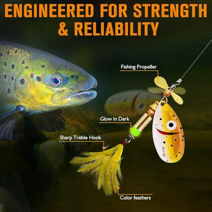 Dovesun Fishing Lure Making Kit DIY Spinner Making Kit, Inline Spinner Baits for Bass Fishing Trout Salmon Freshwater Gift for Men 228pcs/155pcs/107pcs - color: A-228PCS-Smile Blades-Inline Spinners Making Kit