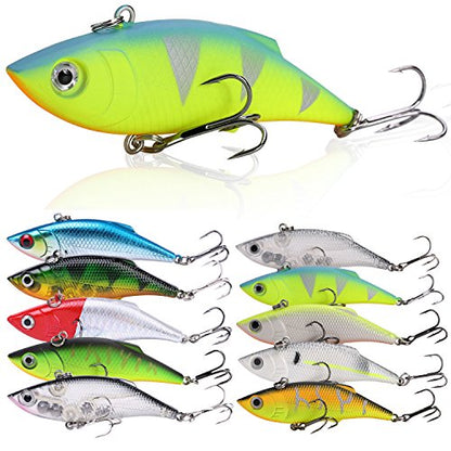 Sougayilang Minnow Fishing Lures Crankbaits Set Fishing Hard Baits Swimbaits Boat Topwater Lures for Trout Bass Perch Fishing - color: Style-B 10PCS