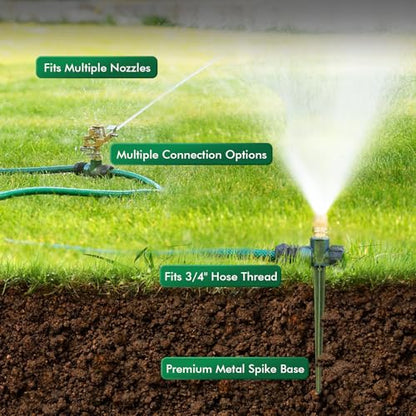RESTMO Sprinkler Stake 6 Pack Zinc Alloy Lawn Sprinkler Spike Base | Flow-Thru Sprinkler Base for Yard & Garden Irrigation, Stable & Durable, Bright Green Glitter, Sprinklers 3/4"NH Compatible - size: 6 Pack