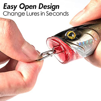 Dr.Fish Fishing Speed Clips Power Quick Clips for Fishing Lures Quick Change Stainless Steel Lure Snaps Saltwater Freshwater Crankbait Tackle Snaps - color: L-150LB-1", size: 100 Pack