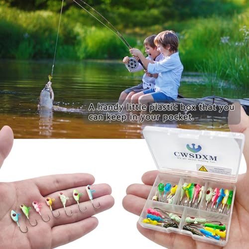 Glow Ice Fishing Jigs Winter ice Fishing Lures Ice Fishing Gear for Ice Jigging Panfish, Pike, Walleye, Perch and Crappies 25pcs…