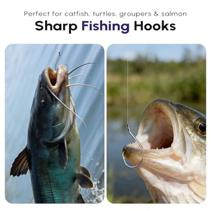 100Pcs Circle Fishing Hooks, Carbon Steel Hooks for Saltwater Freshwater, Salt Water Fish Hooks for Trout Catfish Octopus - size: 4#