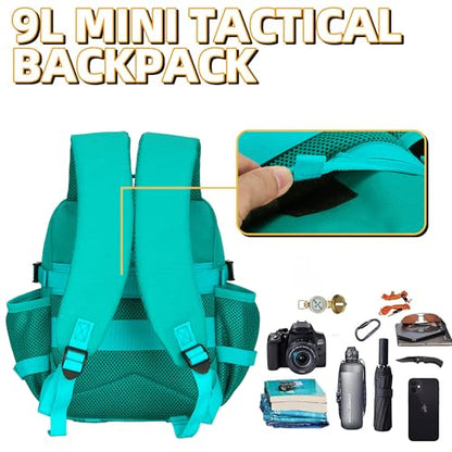 9L Mini Tactical Backpack for Men and Women Tactical Backpack Small for Hiking Small Tactical Bag Fitness Pack - color: Blackish Green