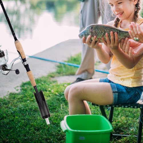 GANAZONO Heavy Duty Fishing Rod Holder Sand Spike Metal Ground Rod Support Stand for Beach and Bank Fishing Single Black Pole Holder