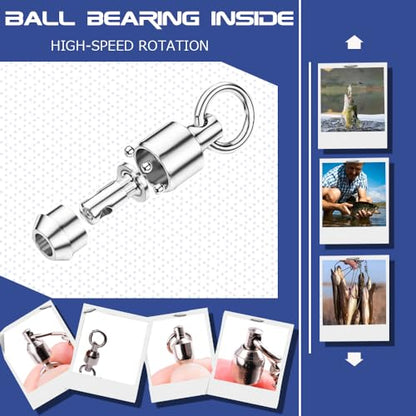 AMYSPORTS High Strength Snap Swivel Stainless Split Rings Fishing Swivel Freshwater Ball Bearing Swivels Fishing Saltwater, 25pcs, 30lbs - size: Size 3+3(72lb) 50 pcs