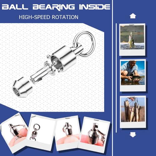 AMYSPORTS High Strength Snap Swivel Stainless Split Rings Fishing Swivel Freshwater Ball Bearing Swivels Fishing Saltwater, 25pcs, 30lbs - size: Size 5+5(128lb) 50 pcs
