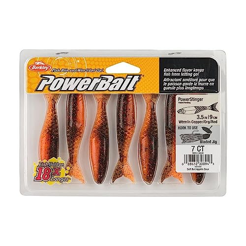 Berkley PowerBait PowerStinger Fishing Soft Bait - color: Watermelon Copper/Orange w/Red, size: 3 1/2"