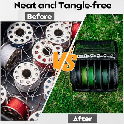 2 Pcs Fishing Line Storage Bag Tangle-free Line Management Bag for Father Gifts Clear View Window Water Resistant Removable Divider Leader Lines Holder Fishing Spool Organization - color: Camouflage Black