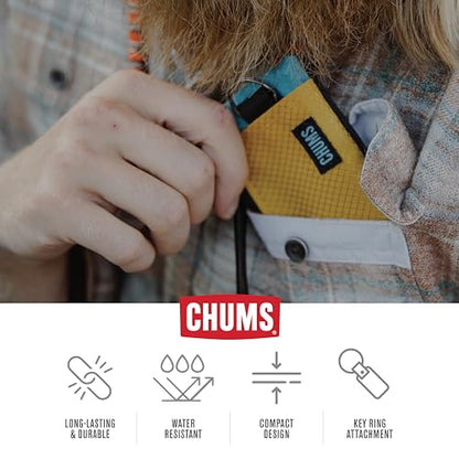 Chums Surfshorts Wallet - Lightweight Slim Wallet with RFID Blocking Card & Clear ID Window - Zippered, Water Resistant w/Key Ring (Pink/Blue Swirl) - color: Pink/Blue Swirl