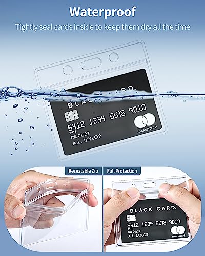 Pawfly 12 Pack ID Badge Holder Horizontal Clear Plastic Case with Resealable Zip Soft Waterproof Card Protector Pouch for Office School Credit Cards Proximity Key Cards Driver’s Licenses and Passes - style: 12 Pcs (Horizontal)