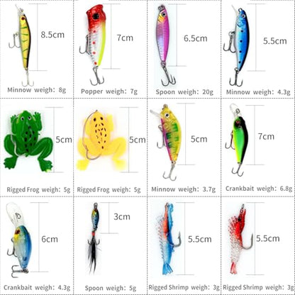 24PCS Mixed Fishing Lures Tackle Kit Hard & Soft Baits Assortment with Original Factory Printed Box, Freshwater Saltwater Fishing for Bass Trout Walleye Salmon