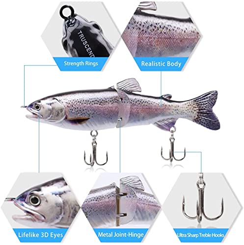TRUSCEND Swimmax Easy Catch Fishing Lures with BKK Hooks, Wiggling, Vibrating, Rattling and Gurgling for More Bite, Heavy-Duty Dyneema Fiber Jointed Swimbaits for Bass, Trout, Walleye, Crappie, Pike - color: F-5.12",0.85oz