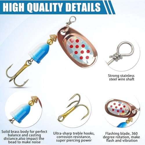 Spinner Baits Bass Lures Rooster Feather Tail Trout Lures Hard Metal Inline Spinner Bait Fishing Lure for Bass Salmon Trout - style: 10pcs Spinnerbaits Kit-a