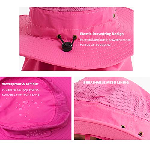 DDYOUTDOOR™ 07-281 Fashion Summer Outdoor Sun Protection Fishing Cap Neck Face Flap Hat Wide Brim - color: Rose Red