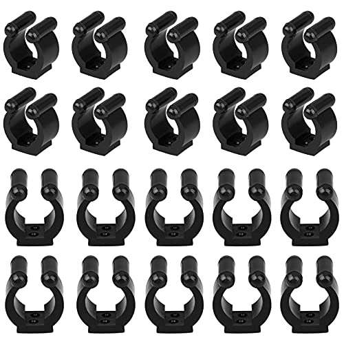 Wall Mounted Fishing Pole Holder - 20pcs Black Rubber Rod & Cue Clips for Pool & Fishing Storage Rack