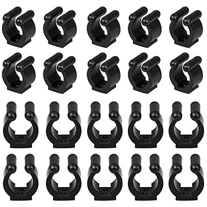 Wall Mounted Fishing Pole Holder - 20pcs Black Rubber Rod & Cue Clips for Pool & Fishing Storage Rack